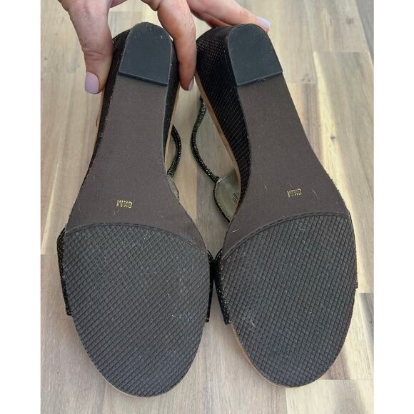 New York Transit Women's Brown Gold Sparkle Bling Elegant Wedge Sandals Size 8.5 - Picture 8 of 9